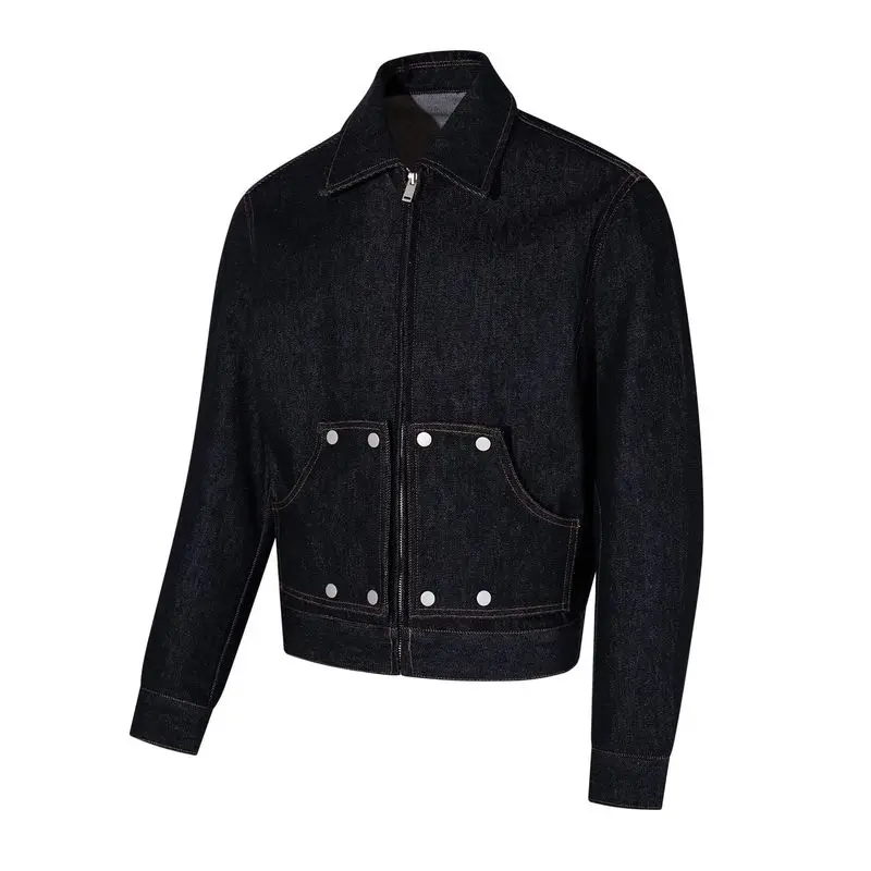 ACOMOSON High Street Autumn/Winter Detachable Pocket Rivet Design Jacket Men'S Loose Fit Raw Denim Casual Jacket