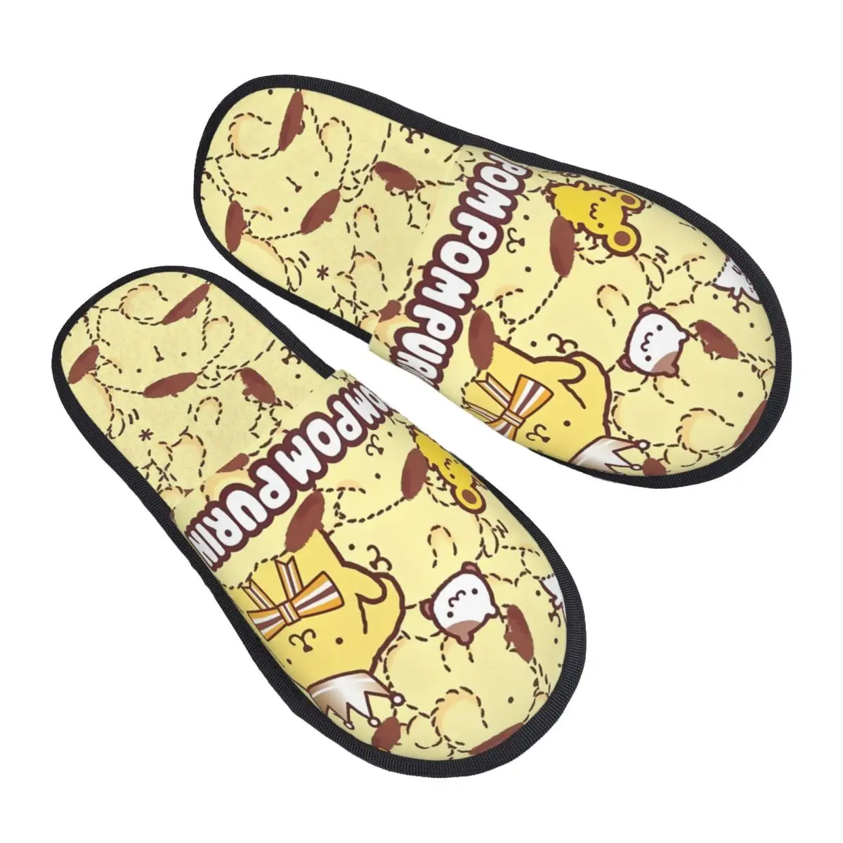 

Женские домашние тапочки с помпонами и принтом на заказ, мягкие теплые пушистые тапочки из пены с эффектом памяти для собак, домашняя уличная обувь