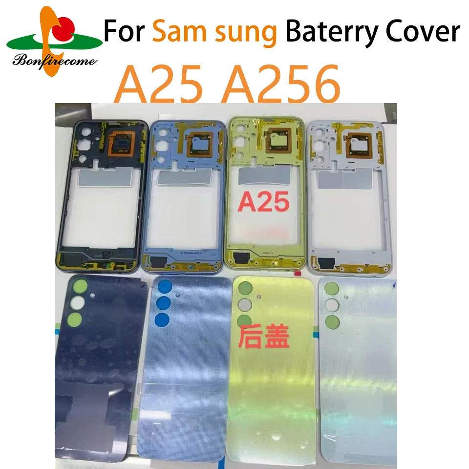 

Housing Case For Samsung Galaxy A25 A256 Middle Frame Cover+Battery Back Cover Rear Door Cover Repair parts
