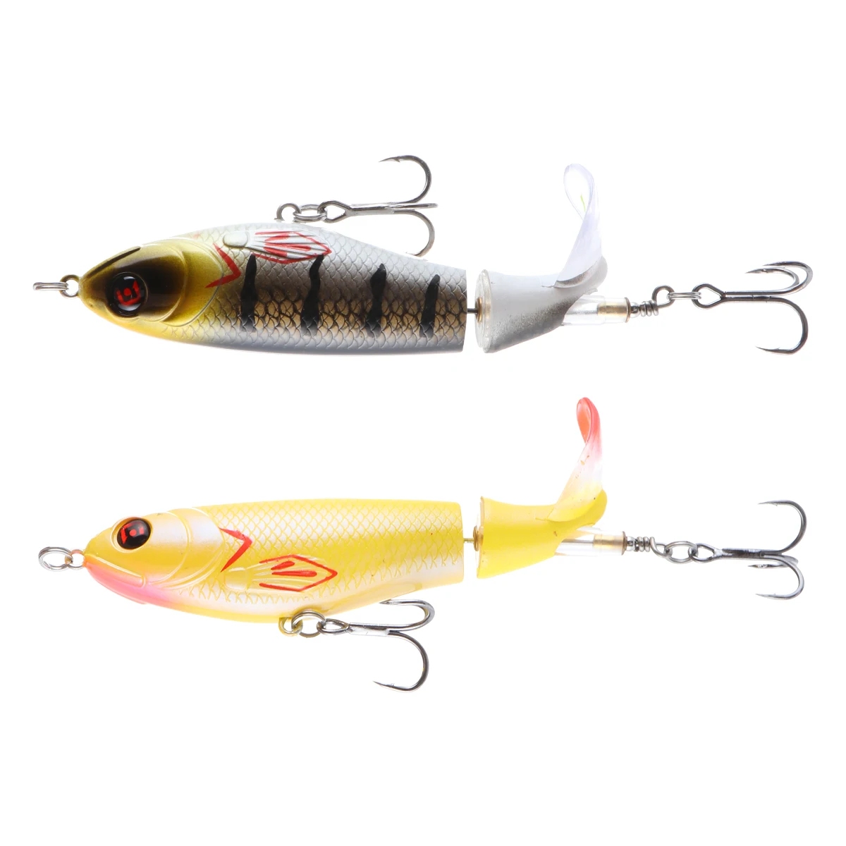 

2pcs Spiral Propeller Lures Hard Bait Sea Freshwater Bright Color Lifelike Fish Attractor Fishing Accessories Simulation Baits