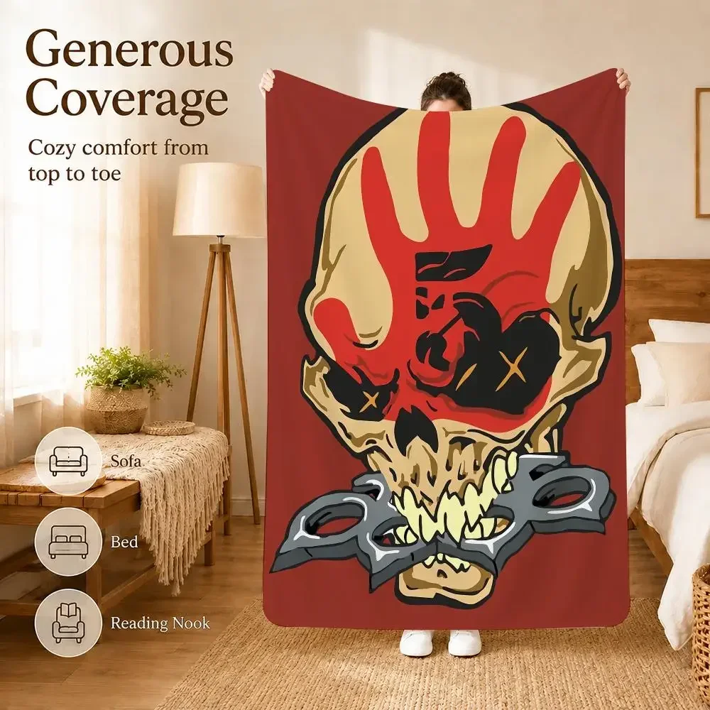 Powerful Music Five F-Finger D-Death PunchS Throw Soft Lightweight Flannel Blanket for Sofa Couch Bedroom Living Room Home Decor
