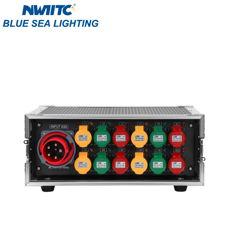 ポータブル63A 5ピン入力12路16A防水出力電源分配器パワーボックス電源分配