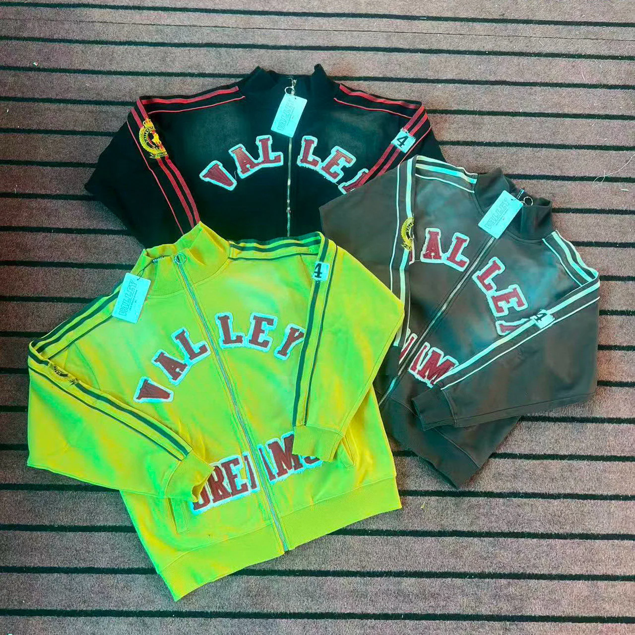 

American High Street 25SS New Valley Drs с вышивкой букв на молнии Jaet ex дышащий теплый свободный свитшот