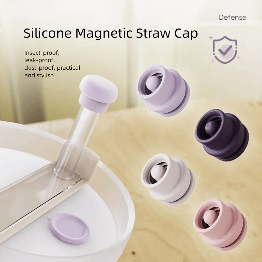 Reusable Magnetic Straw Cap Spill Leak Stopper Dust Proof Straw Cap Covers 8-10MM Straw Silicone Straw Tips Cover for Cups