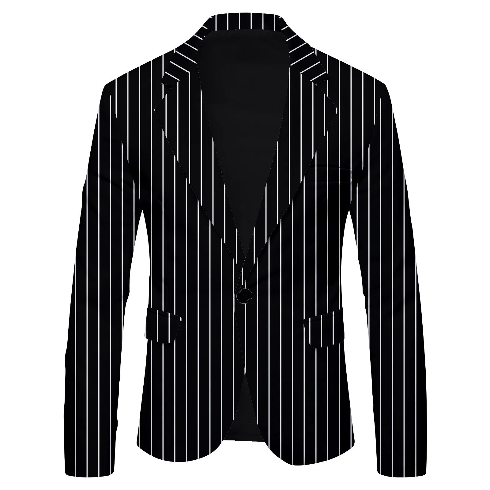 Mens Slim Suit Tuxedo Jacket with Lapel Men\'S Stripe Printing Fashion Trend Suit Top Coat Casual