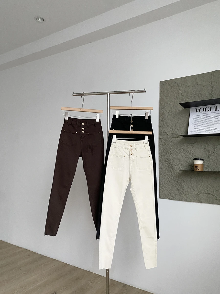 

High Waist Versatile Fashionable Chic Denim Jeans Elastic Slimming Pencil Pants Trendy Women's Autumn High Waist Stretchy