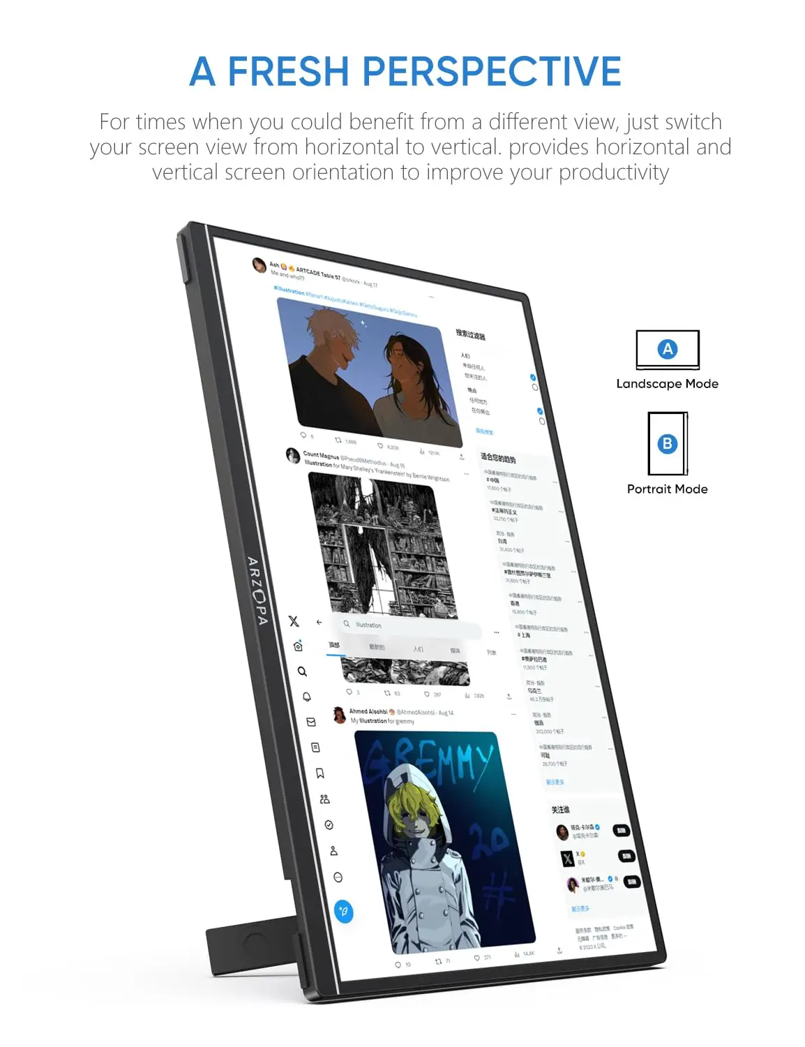 ARZOPA 14 بوصة 1920x1080P IPS شاشة صغيرة محمولة شاشة ثانية خارجية مع USB C HDMI لأجهزة Mac/الكمبيوتر المحمول/الكمبيوتر/التبديل/PS/Xbox A1S #4