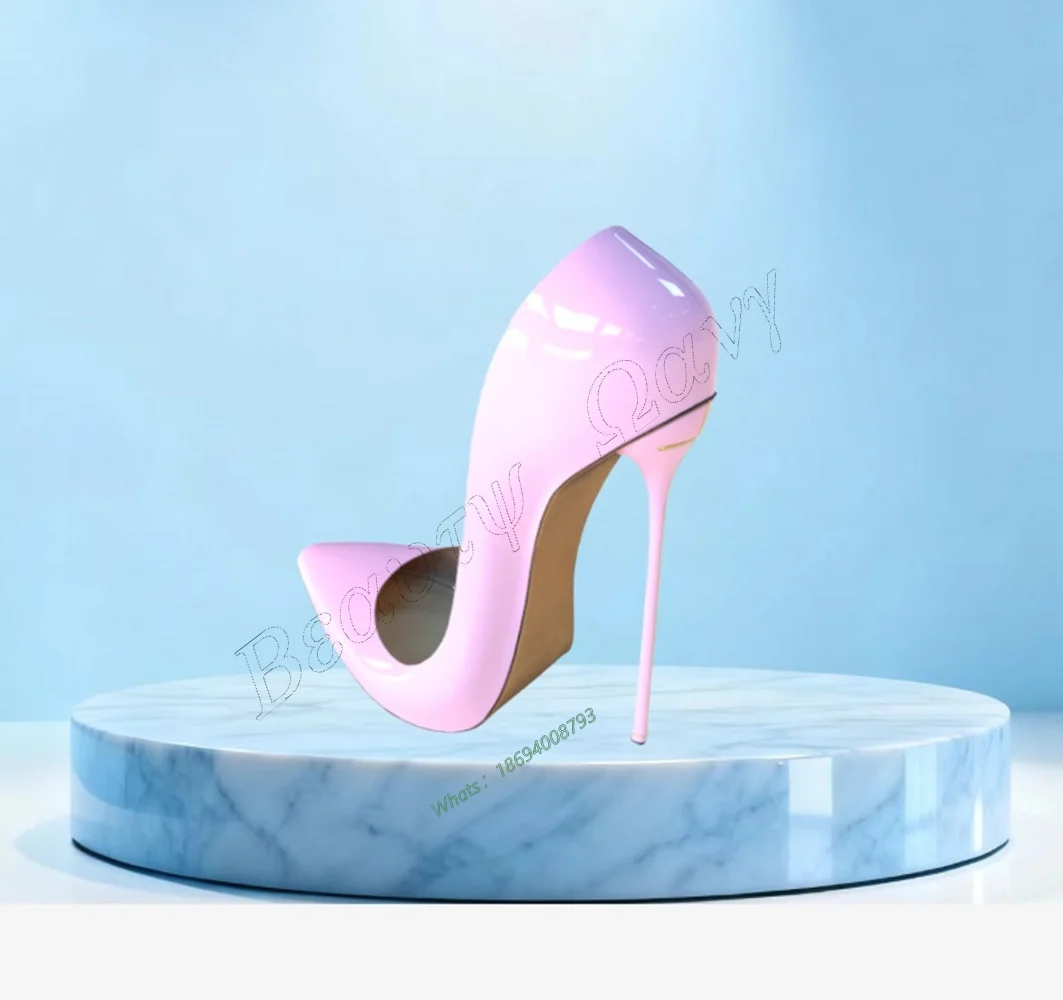 أسود 16 سنتيمتر العشاء عالية الكعب مضخات الانزلاق على الصلبة رقيقة عالية سبايك أحذية عالية الكعب أحذية النساء جديد Zapatos Para Mujere #2