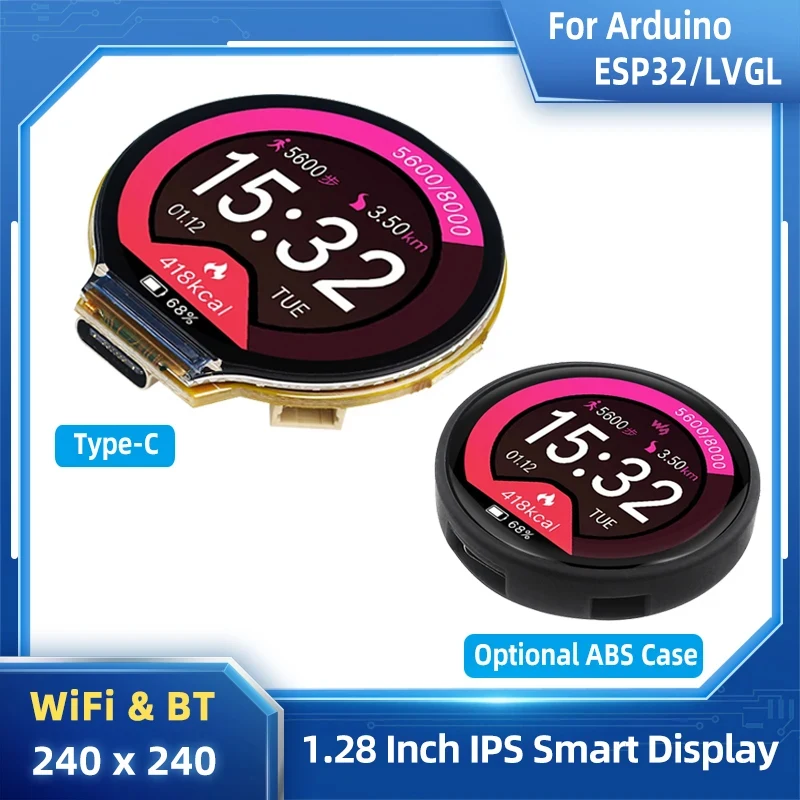 

ESP32-C3 LVGL For Arduino WiFi&Bluetooth Development Board 1.28 Inch 240*240 IPS Smart Round Display LCD TFT Module