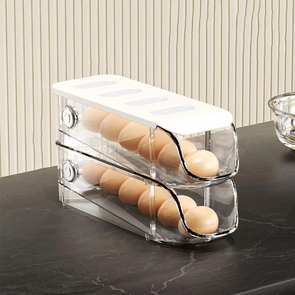 1/2/3 Layers Drawer Type Stackable Storage Bins Refrigerator Egg Storage Organizer Large Capacity Egg Holder Kitchen Egg Boxes image 4