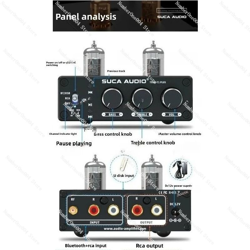 USB Bluetooth 5.0 Lossless HIFI Bile Machine High and Low Sound Tube Pre-amplifier
