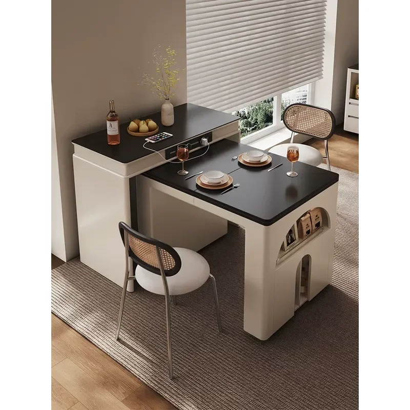 Dining side cabinet, island table, integrated household retractable 2026 new household small apartment foldable solid wood