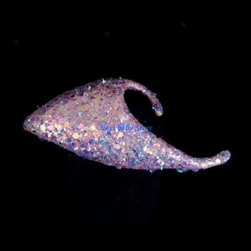 

Q1FE 1 Pair Shiny Sequins Angel Elf Ears Silicone Fake Ear Prop Halloween Party Decor