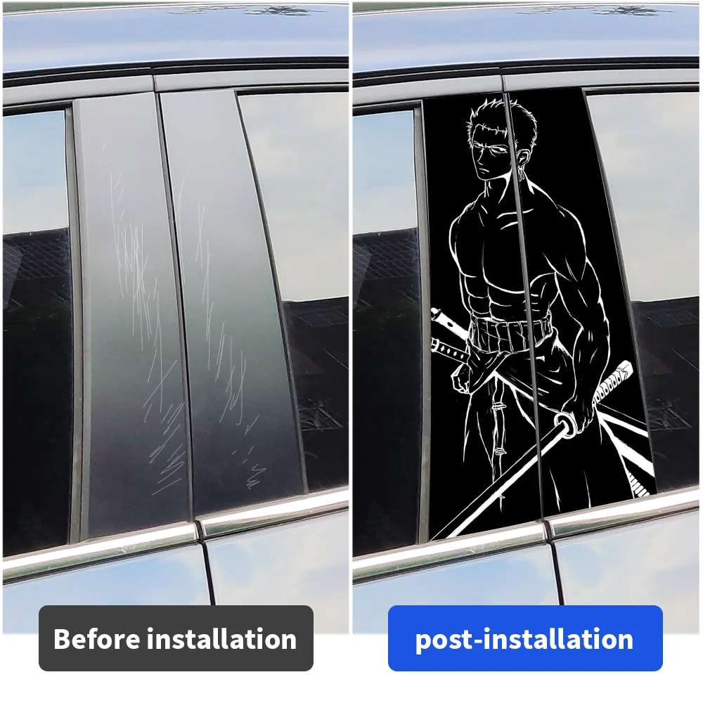 Anime Zoro Car Stickers Waterproof Auto B Pillar Decor Cover Scratches Durable Car Doors Pillar Vinyl Decals Vehicle Decors