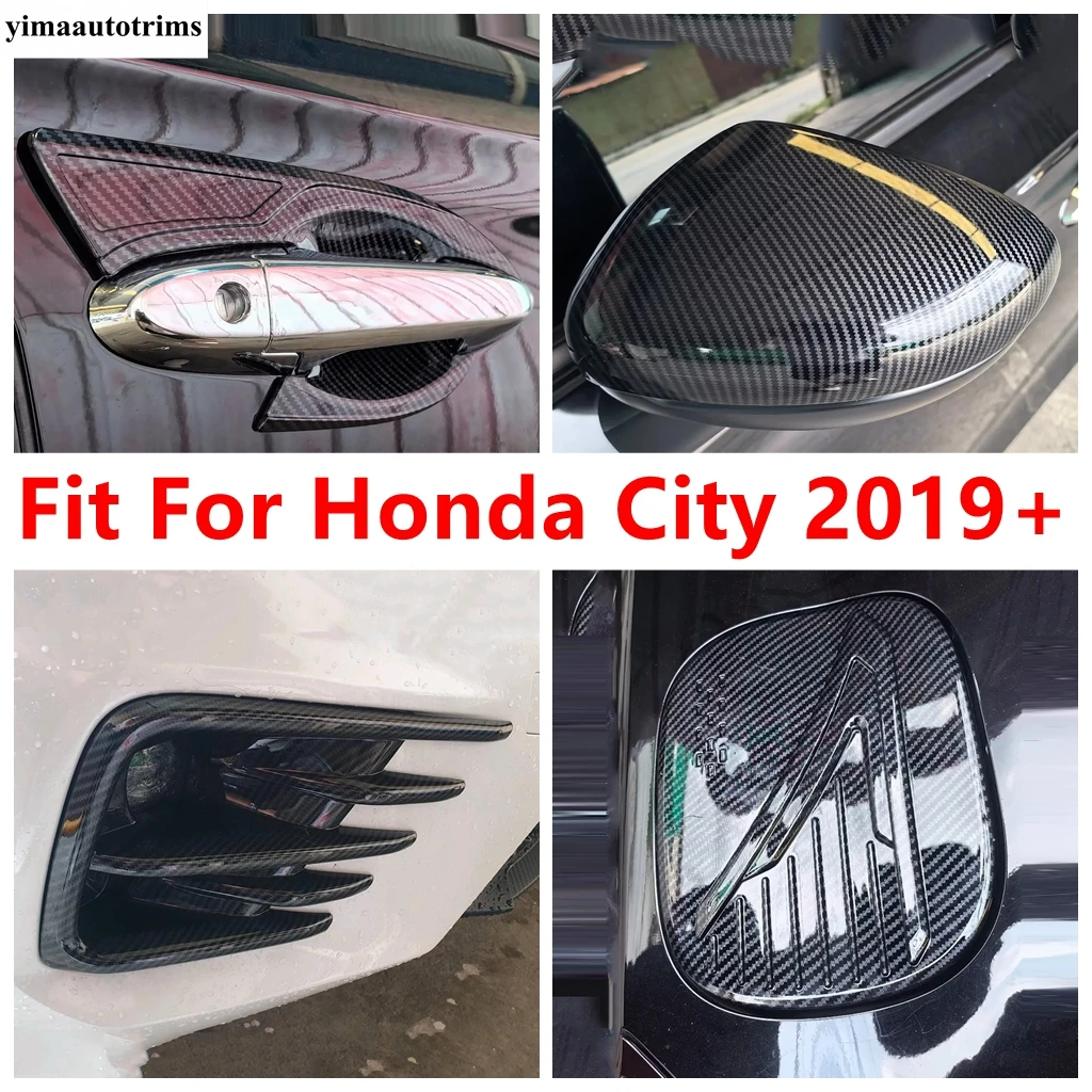 

Front Fog Light Lamp / Rearview Mirror / Door Bowl / Fuel Tank Cover Trim Carbon Fiber Accessories For Honda City 2019 - 2024