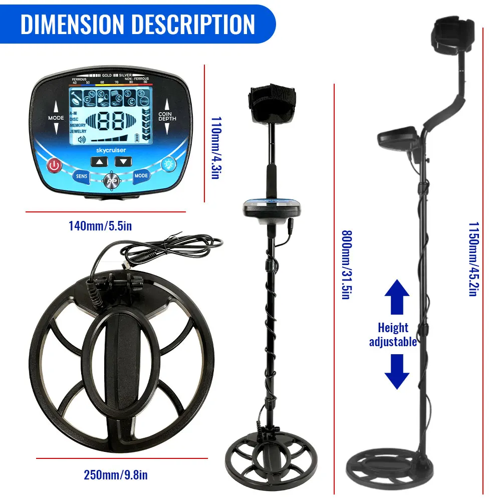 Metal Detector professionale MD910B Rilevatore d'oro sotterraneo Metal Finder ad alta precisione Ricerca impermeabile Bobina Cercatore di tesori