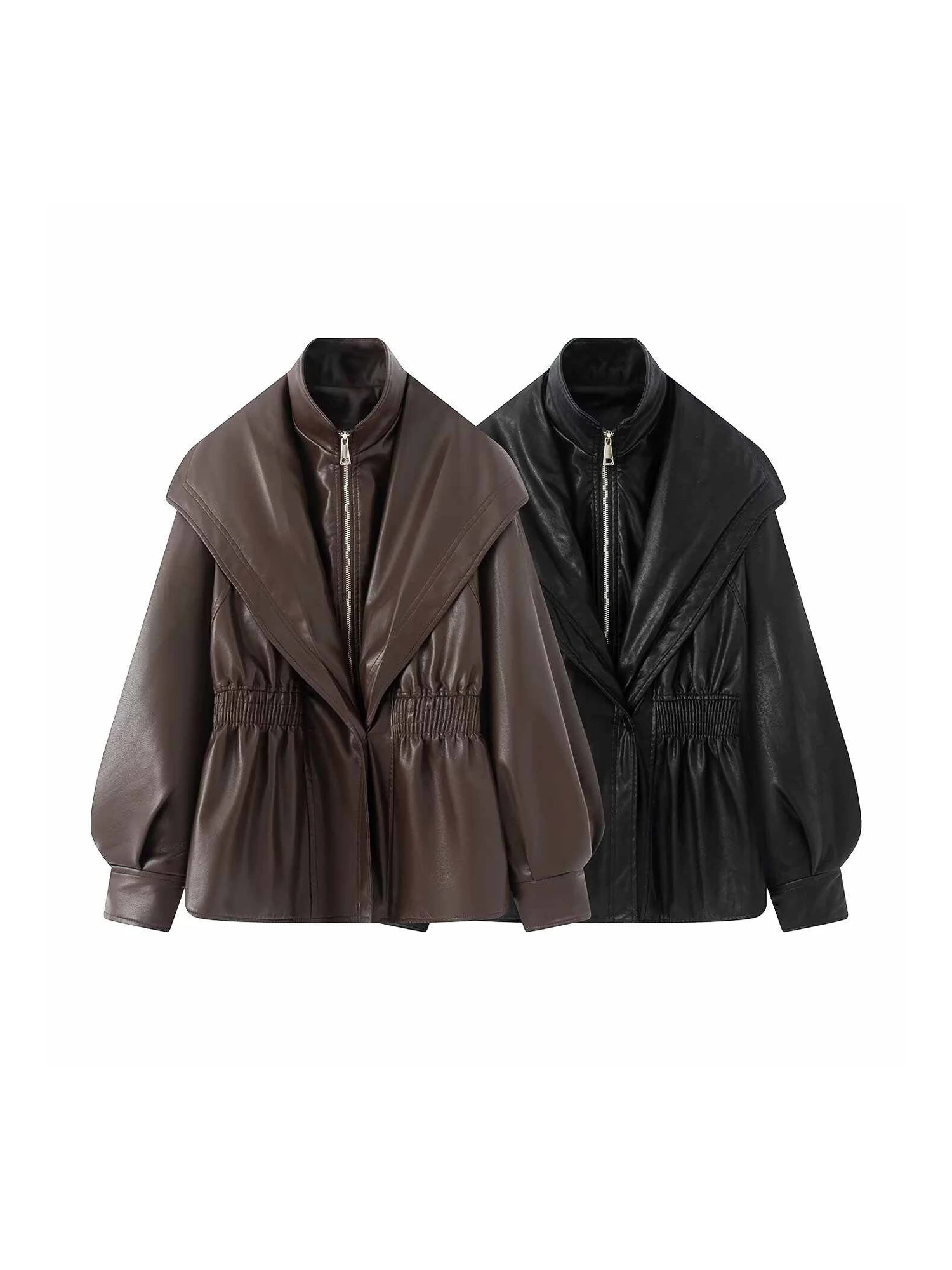 

Женская коричневая куртка из искусственной кожи, уличная мотоциклетная длинная куртка, винтажная водолазка, куртка-мустанг, верхняя одежда, одежда 2000-х годов, осень