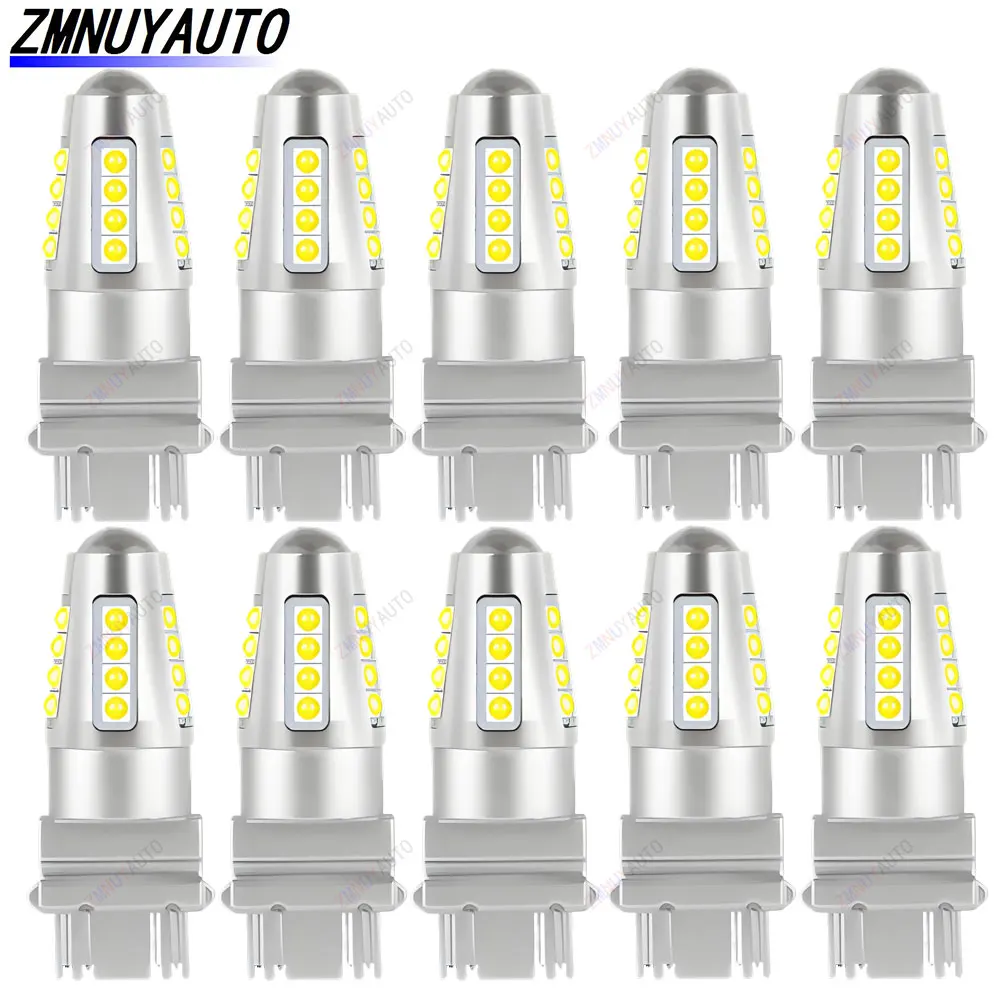 10 шт., 12 В, 24 В, автомобильные светодиодные лампы T25 3156 3157 P27/7 Вт P27W, автоматические тормозные задние фонари T20 7440 W21W 7443 W21/5 Вт, указатель поворота