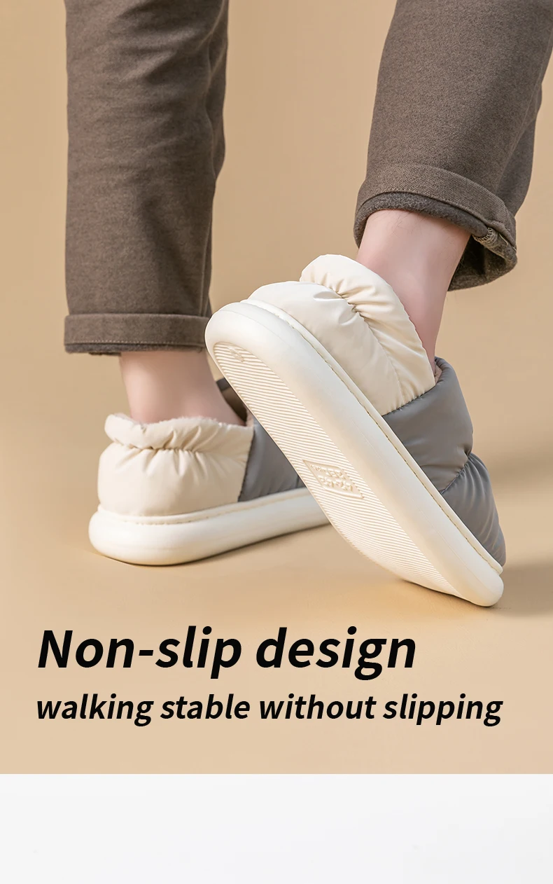 Damen-Fersenbedeckungs-Fleece-Hausschuhe, herunterlaufende Stoffschuhe, rutschfeste Winter-Hausschuhe mit weicher Sohle für den Heim- und Außenbereich – Detail 12