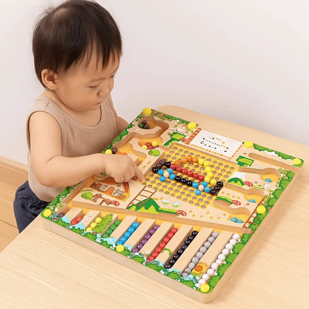 木製ポジショニングゲーム モンテッソーリ カラフルな子供の集中力トレーニングおもちゃ 教育的で面白い