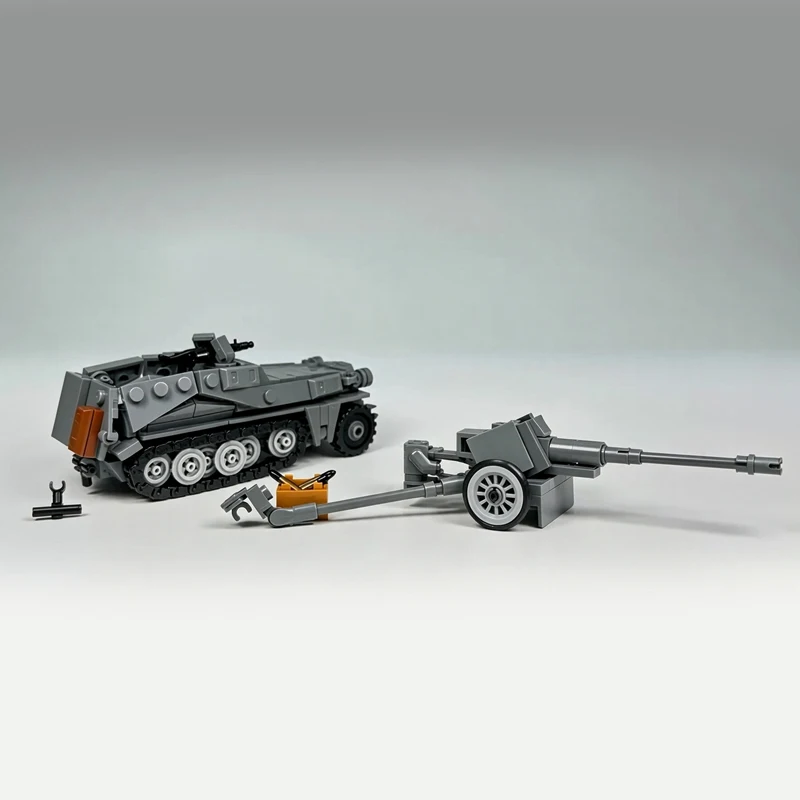 Pak40 Military Artillery Tractor Model MOC Building Bricks War Equipment Modular Technology Gifts Holiday Assemble Toys Suit