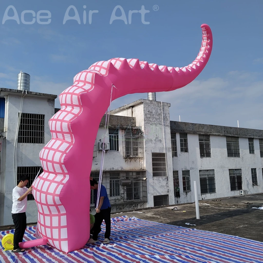 Pierna de pulpo inflable personalizada, tentáculo simulado, brazo diabólico de soplado de aire rosa para decoración de conciertos y edificios