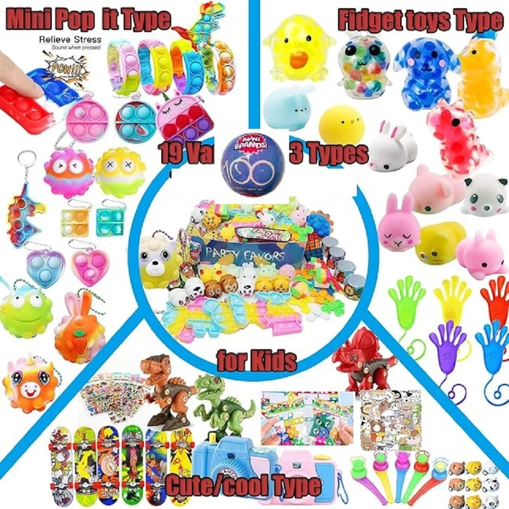 random Party Favors Sensory Fidget Toys Pack School Classroom Rewards Goodie Bag Party Favors for Kids  Holiday Birthday Gifts