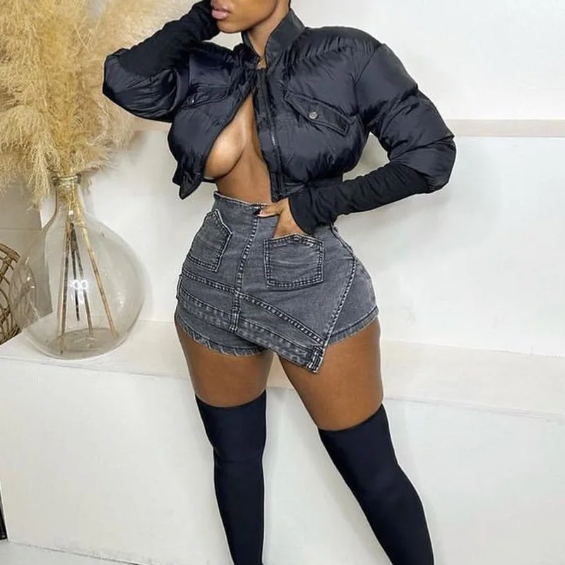 

Fashion Denim Irregular Mini Skirt Streetwear Sexy Short Skirts Summer Women Clothes Mid Waist Matching Female Bottoms Outfits