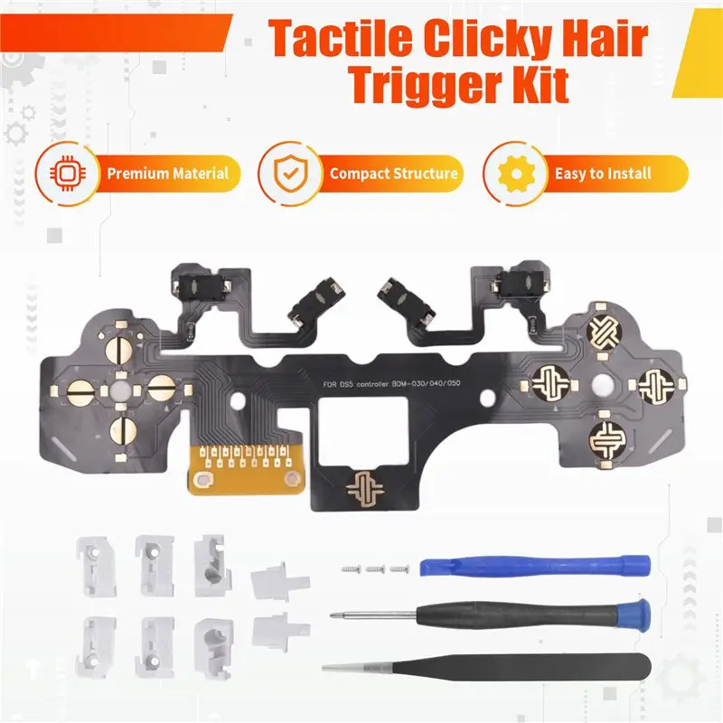 Y44A Ergonomic Micro Switch Tactile Clicky Hair Trigger Kit for PS5 Controller BDM-030/040/050 Shoulder Button Mouse Click