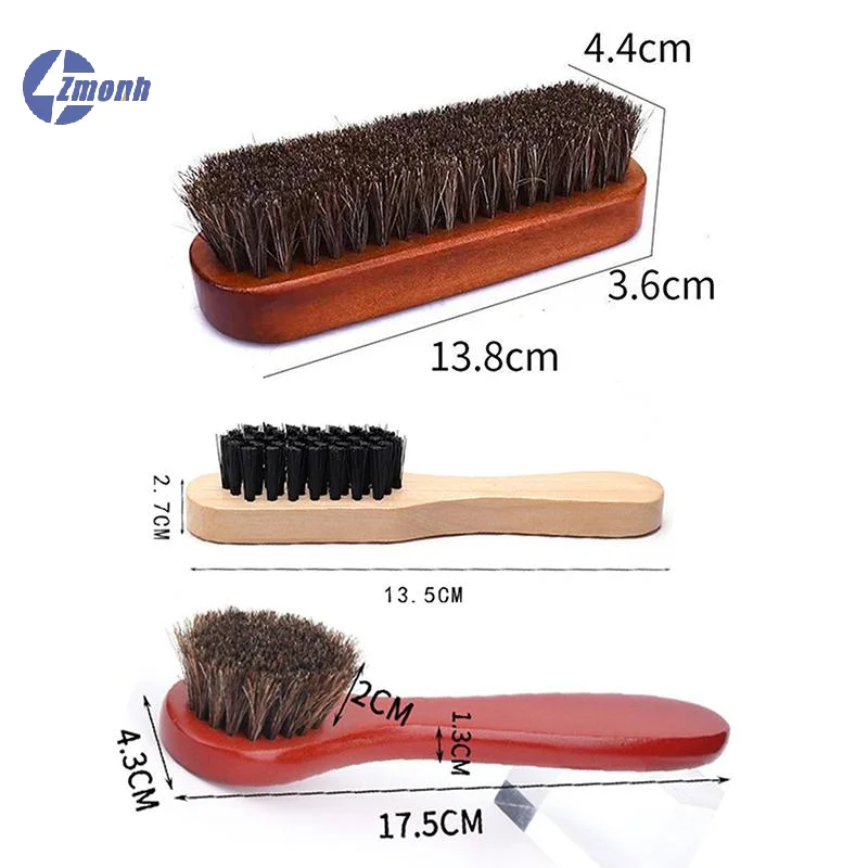 2/3pcs Horsehair Shine Shoes Brush Kit Polish Dauber Applicators Cleaning Leather Shoes Boots Care Brushes Suede Cleaner Brush