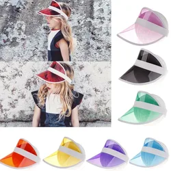 Girls beach cap versatile color transparent hats Eye protection empty top hat Elastic beach sun hat Cycling sports visor caps