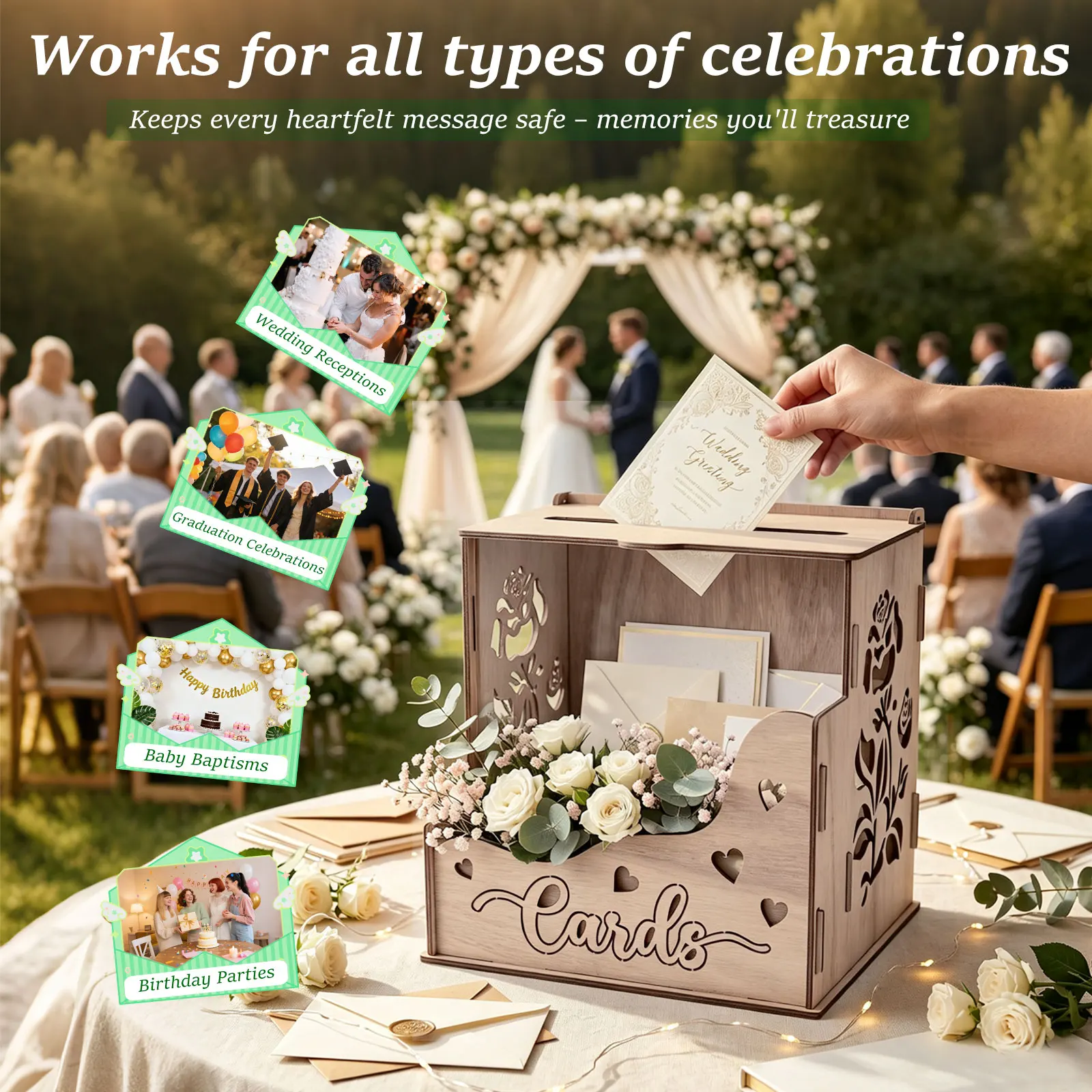 Wooden Party Card Box with Acr - Wedding Card Box recension och pris