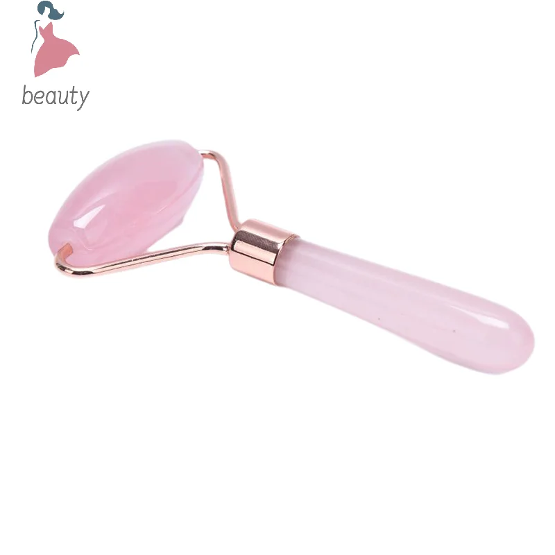 Rodillo masajeador de cristal de cuarzo rosa, herramienta de belleza para el cuidado de la piel Facial, Lifting de arrugas