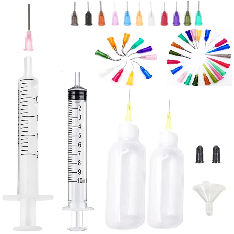 

10 Types Dispensers Applicator Bottles/Syringes Set, for DIY Quilling, Acrylic Painting, Oiler Bottle, Craft, Artwork Hobbies