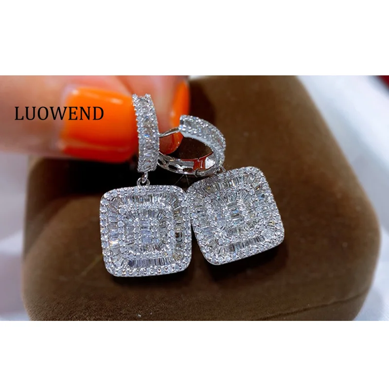 

Серьги LUOWEND из 100% белого золота 18 карат, роскошные элегантные серьги-капли из настоящего натурального бриллианта 1,30 карата для женщин, банкетные серьги