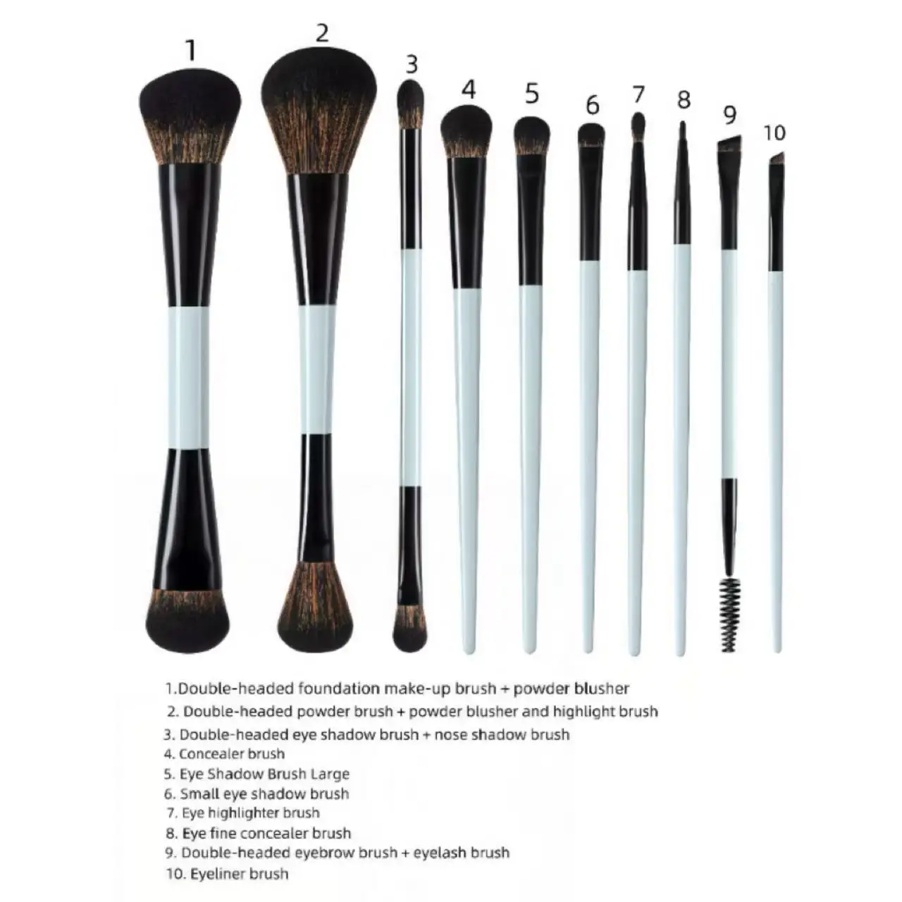 フェイシャルメイクブラシ 3/6/10本、両端メイクブラシ、多機能メイクブラシ、フェイシャルメイクブラシ、ファンデーションブラシ、パウダーブラシ、ブラッシュブラシ、コンシーラーブラシ、アイメイクブラシ、アイシャドウブラシ、アイブロウブラシ、アイライナーブラシ、ブレンドブラシ、ハイライターブラシ、歌舞伎ブラシ、紙箱入りカラーツール、完全なブラシセット、旅行や自宅でのメイクアップに不可欠なツール、特に女の子や女性向け