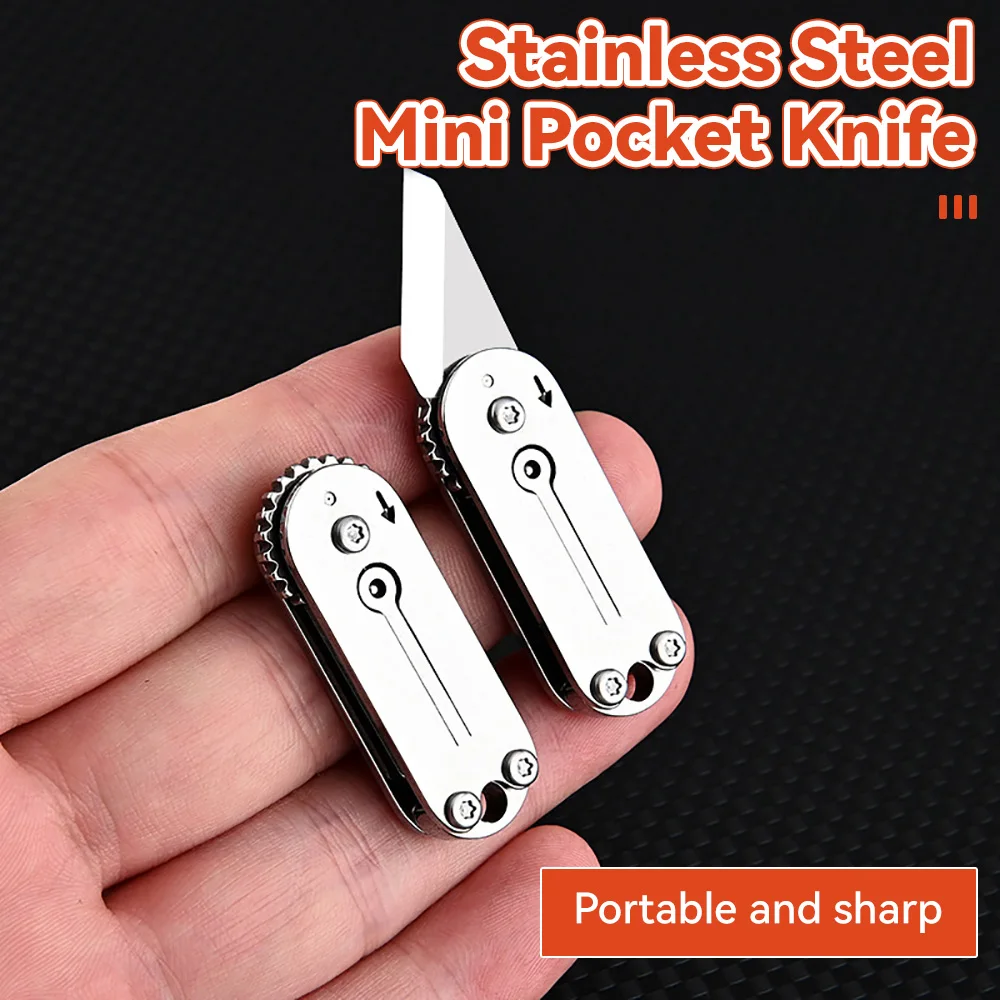 Stainless Steel Mini Gear Knife Sharp Portable Pocket Folding Knife Key Chain Pendant Unpacking Express Tool