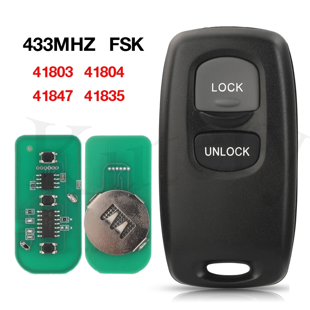 jingyuqin 433MHZ FSK 2 Buttons Remote Car Key For Mazda M6 2 3 6 Series 2003-2010 Ford Ranger Everest 41803 41804 41847 41835