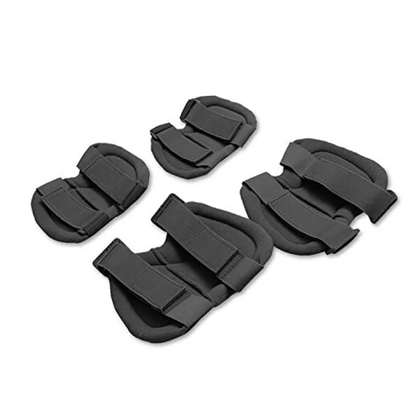 

4pcs Black Knee Elbow Pads Set Durable Nylon Adjustable Strap For Adult Outdoor Sports Slide Alternative