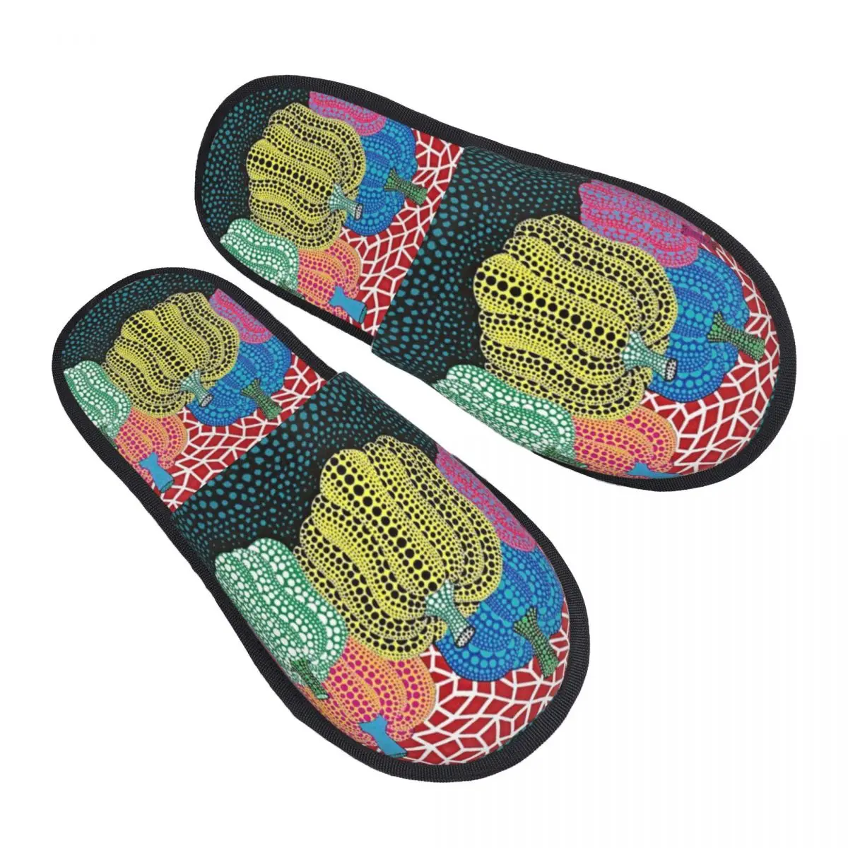 Custom Three Polkadot Pumpkin Art Soft Memory Foam House Slippers Women Yayoi Kusama Cozy Warm Anti-Skid Slipper