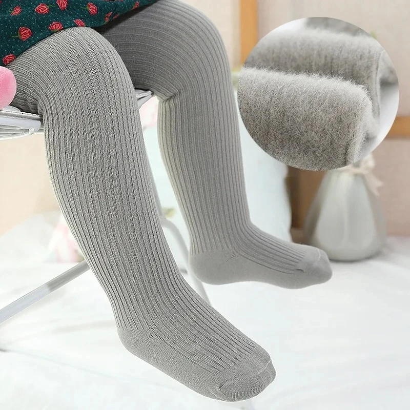 1-teilige graue Winterstrumpfhose für Mädchen, dickes Fleece, warme Thermostrümpfe für Kinder, Baumwolle, 0–6 Jahre, Baby-Basic-Strumpfhose