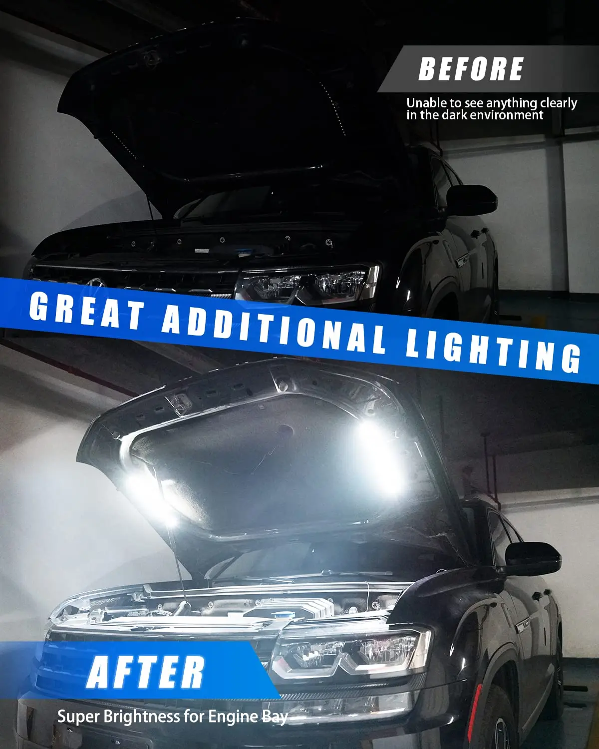 1set LED Auto Unter Haube Arbeit Inspektion Licht Kit Wasserdichte 12V Weiße LED Streifen Lichter Bars Auto Haube lichter Passt Alle Fahrzeug – Detail 4