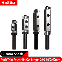 19mm Cut Diameter 1/2 Inch Shank Spiral Flush Trim Pattern Template Router Bit Double Bearings Replaceable Insert Cutter 2 Edges