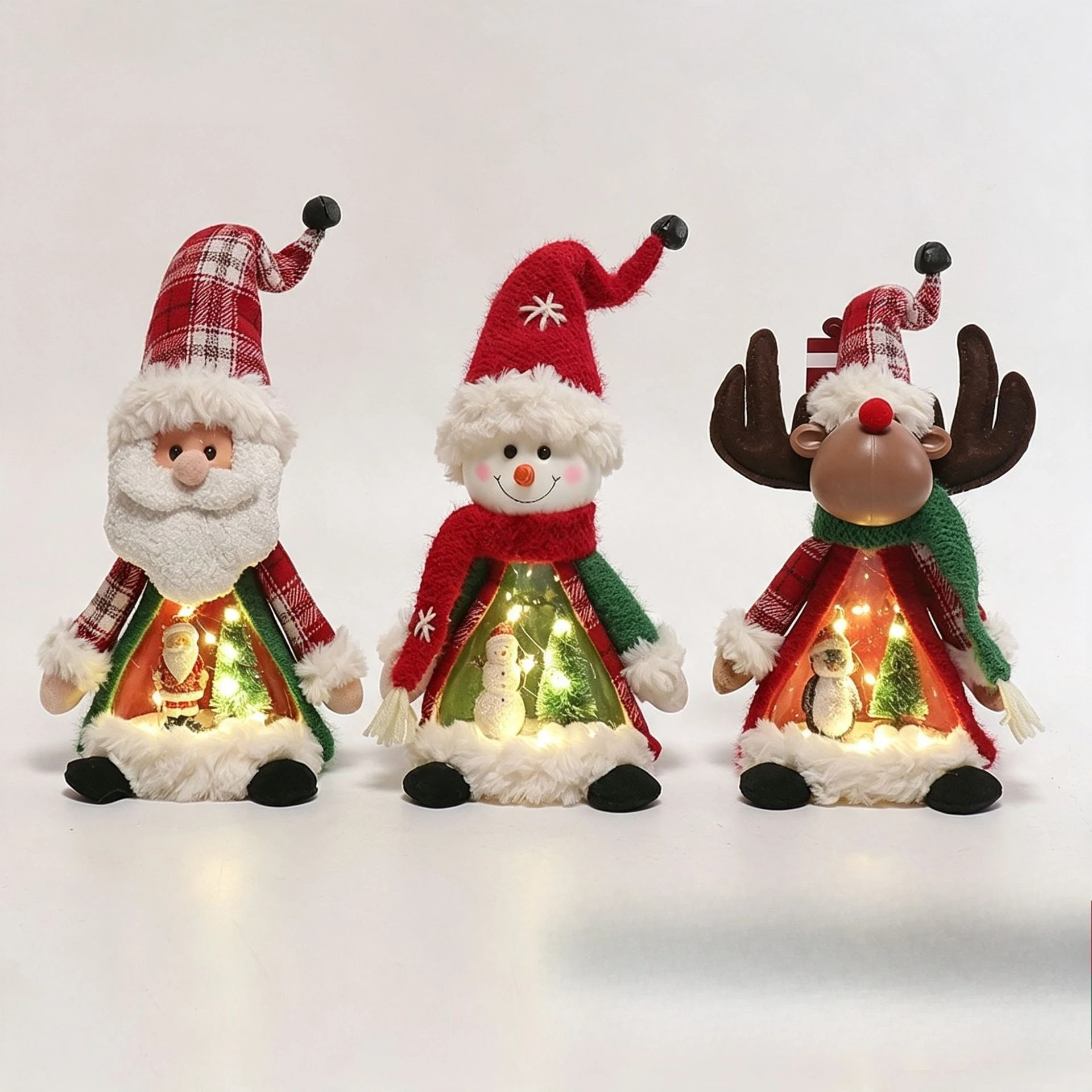 Christmas Glowing Doll Showcase Decoration Santa Claus Snowman Elk Christmas Doll Festival Decoration