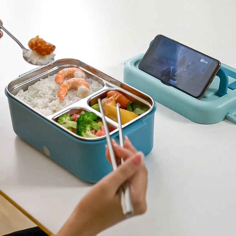Portable Electric Lunch Box Car Truck&Home 12V220V School Bento Rice Cooker Food Container Warm Rechargeable Battery