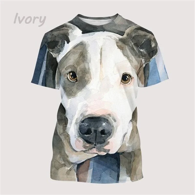 2024 Summer Newest 3D Pitbull Dog Painting Unisex Casual T-shirt Tops Men Fashion Graphic T Shirts Women Tee Tops Clothes