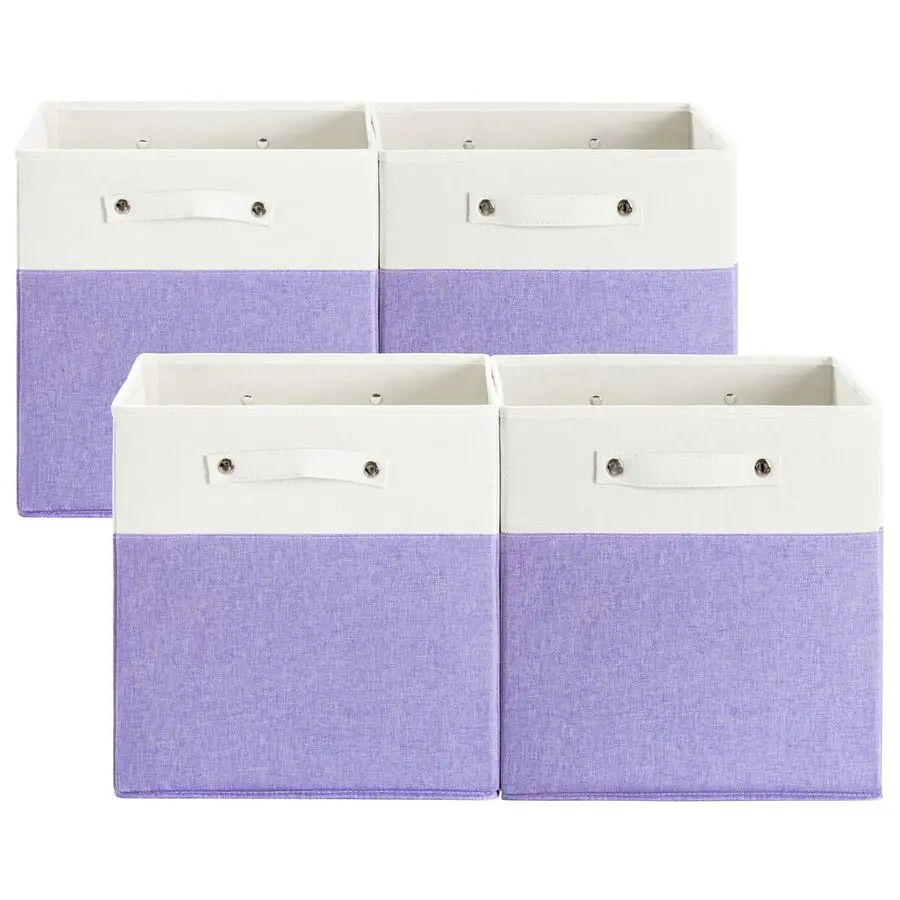 

x 13 Inch Fine Linen Storage Bins with HandlesFabric Cube BoxsCollapsible Basket Organizers for Shelves for Home, Closet Drawers