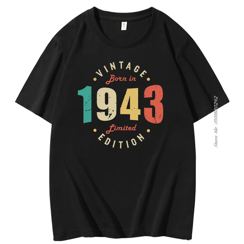 

Винтажная мужская футболка Born In 1943, хлопковая футболка на 81-й день рождения, футболки с рисунком, футболки, топы, футболка с короткими рукавами, мужская одежда