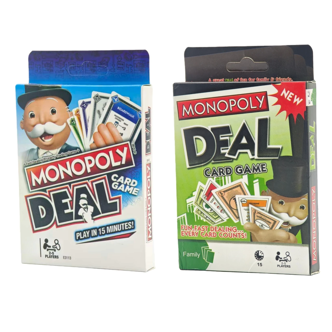 Versão portátil do jogo de cartas "Monopoly", um jogo de cartas para família/festas para 2-5 pessoas, rápido de começar e altamente interativo.