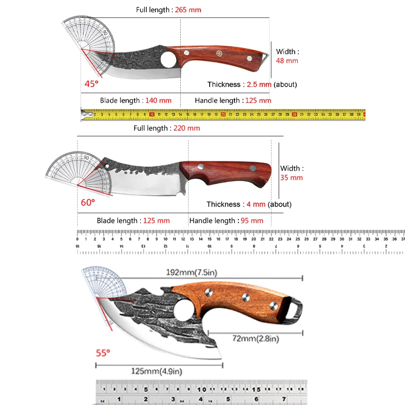 Professional Kitchen Forged Knife BBQ Cooking Chef Knives Wooden Handle Meat Vegetable Fruit Cutting Knife Butcher Boning Knife